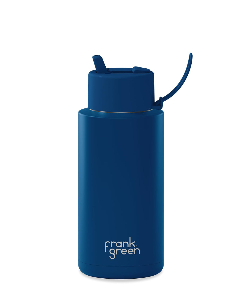 Frank Green - Ceramic Reusable Bottle - Stainless Steel Water Bottle With Straw, Insulated Water Bottle, Metal Water Bottle - Flip Straw Lid - 34oz - Deep Ocean