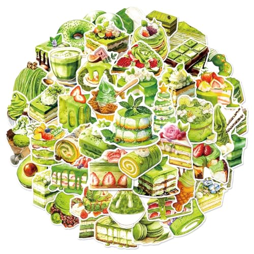 50Pcs Waterproof Matcha Dessert Stickers for DIY Decor