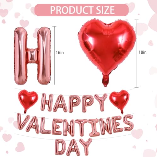 Happy Valentine's Day Rose Gold Foil Letter Balloons - 16 Inch