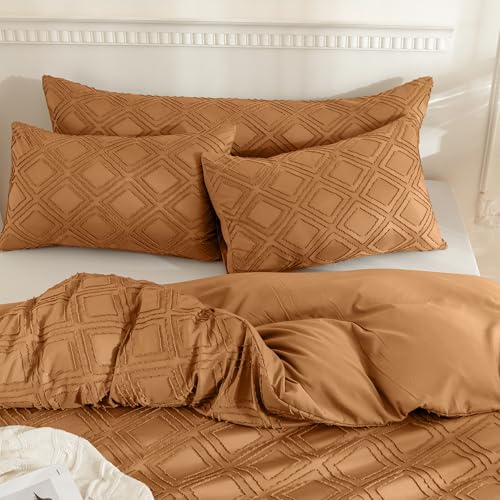 JELLYMONI 20" x 54" Rust Grid Tufted Body Pillowcase - Soft & Pet Hair Resistant
