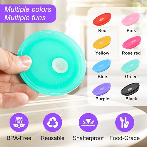 16 oz Acrylic Glass Cup Lids Set - 8 Color BPA-Free Spill-Proof Covers with Straw Hole