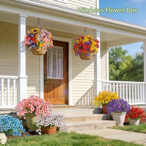 24 Bundles of UV Resistant Artificial Flowers - Realistic Silk Decor