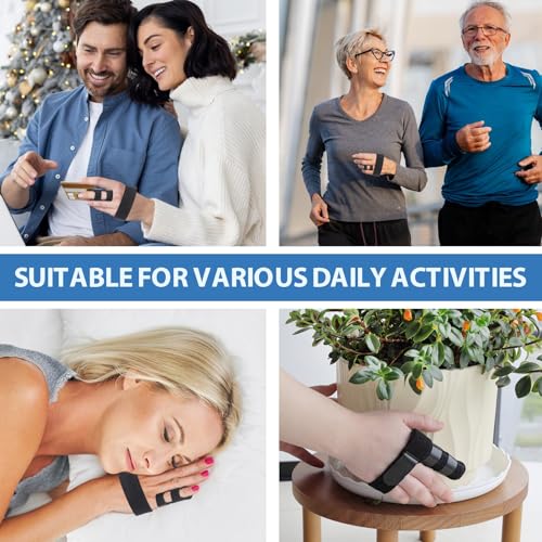 1 PC Trigger Finger Splint, Three Straps Ajustable Finger Brace for Alleviating Finger Locking, Popping, Bending, Tendonitis, Stiffness, Pain Relief, Fits Left and Right Hand (1, Black)