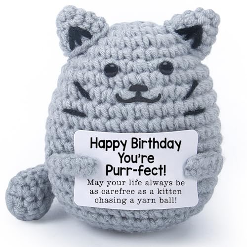 Hand-Crocheted Gray Cat Birthday Gift - Charming Decor