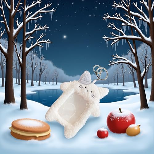 Cute Cartoon Animal Plush Photo Holder Keychain - Bear, Rabbit, Cat