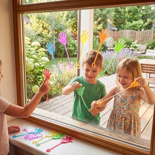 JOYIN 120Pcs Glitter Sticky Hands - Colorful Party Favors