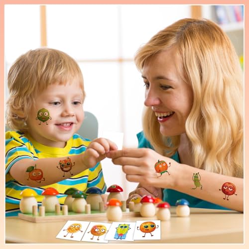 UVUXO 102 Pcs Summer Fruit Temporary Tattoos for Kids Hawaiian Beach Party
