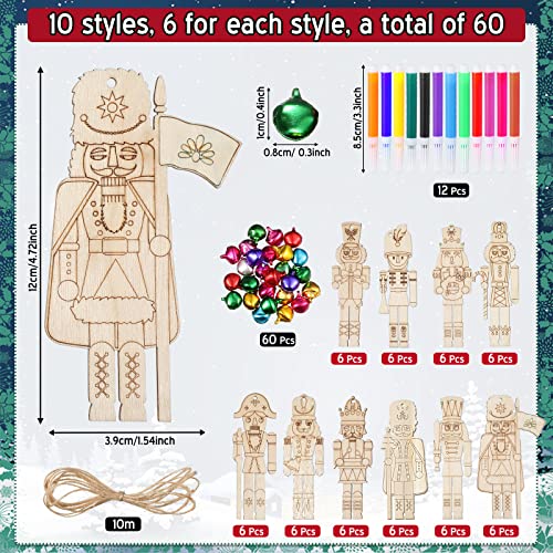 Christmas Nutcracker Wooden Ornaments Set 60 Pcs DIY Holiday Decorations - Variation of THIS listing 60