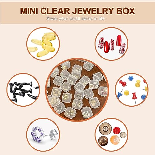 80PCS Mini Clear Plastic Jewelry Boxes, Small Hinged Storage Containers