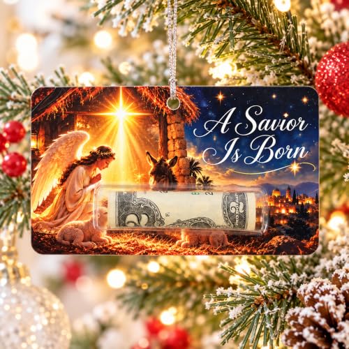 Christian Nativity Christmas Money Holder Set - Religious Holiday Card Decor