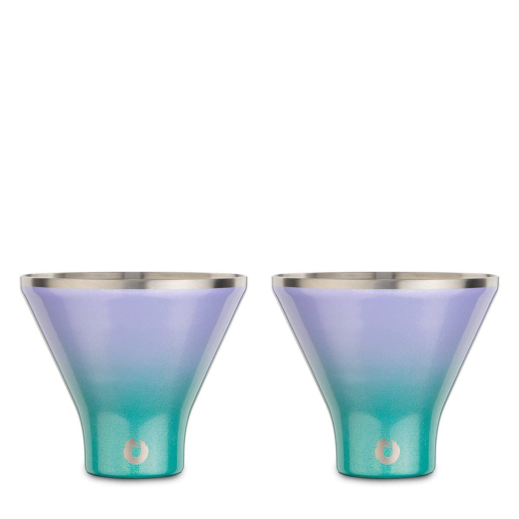 SNOWFOX Premium Vacuum Insulated Stainless Steel Martini Glass, Set of 2, Martinis Stay Icy Cold, Stemless Cocktail Glasses, Elegant Home Entertaining, Bold Beautiful Barware Set, 8 oz, Mermaid