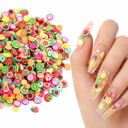 YOJO 1000 Pcs Fruit Polymer Clay Nail Art Charms Slices Summer Decor