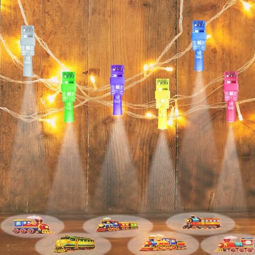 24PCS Train Party Favors Finger Lights - 8 Neon Designs for Goodie Bags