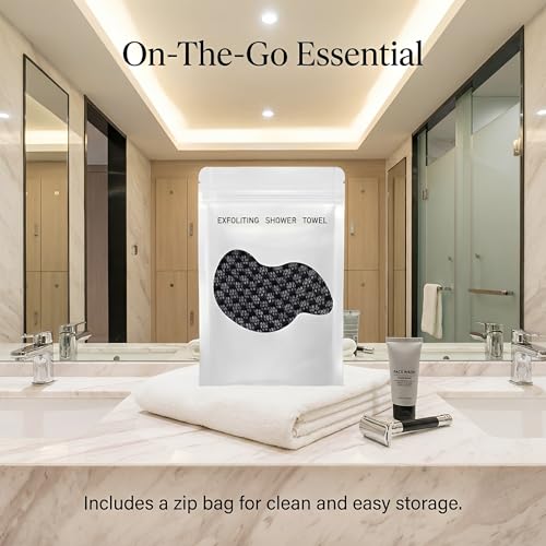 Zelqwv Black Exfoliating Shower Towel for All Skin Types – Reusable Body Cloth