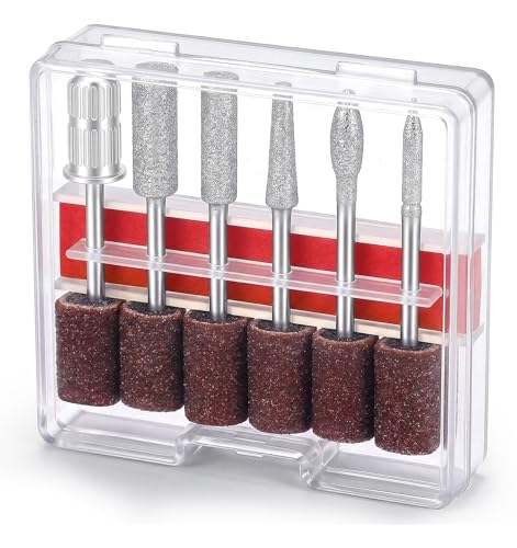Thrymme Electric Nail Drill Bits Set - 6PCS 3/32" Universal Stainless Steel Replacement Tips with Sanding Bands for Acrylic and Gel Nails