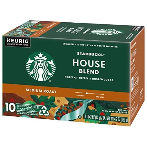 Starbucks House Blend Coffee K-Cup Pods, Medium Roast Arabica Coffee, 10 Count (Pack of 2 Boxes)