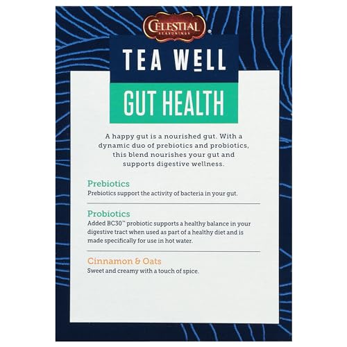 Celestial Seasonings TeaWell Organic Cinnamon Oat Herbal Tea - Gut Health, 12 Count (Pack of 2)