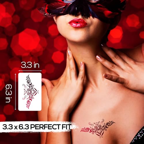 Kotbs 24-Sheet Sexy Floral Temporary Tattoos - Waterproof Fake Body Art