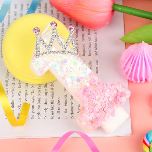 Pink Crown Number 1 Birthday Candle for Princess Parties