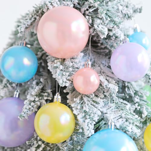 Pastel Christmas Tree Ornaments Set - 45 Shatterproof Holiday Decorations