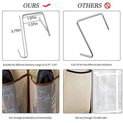KEEPJOY Over The Door Shoe Organizer with 12 Mesh Pockets - Beige