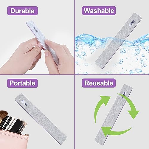 HomeyEra 80/80 Grit Nail Files 12 Pack - Heavy Coarse Emery Boards for Acrylic & Gel Nails