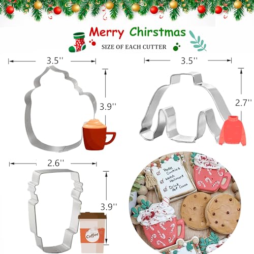 Large Coffee Mug Cookie Cutter for Christmas Thanksgiving Winter Baking