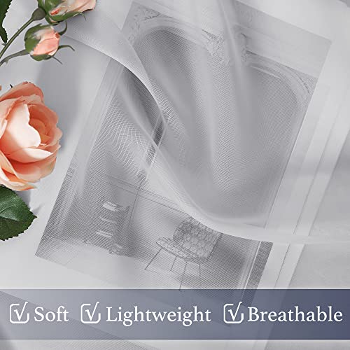 NICETOWN Light Grey Sheer Curtains - 60" W x 63" L, 2 Panels
