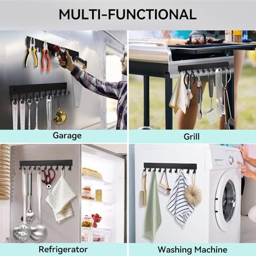 Bonsture Heavy Duty Magnetic Key Holder with 10 Hooks - Matte Black