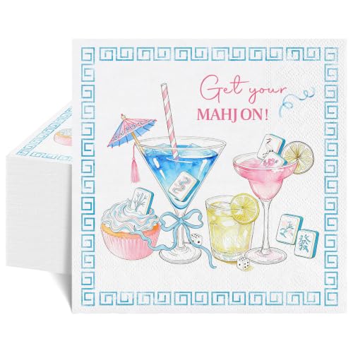 Mahjong Cocktail Napkins - 50 Pack, 6.5'' Mahjong Party Supplies