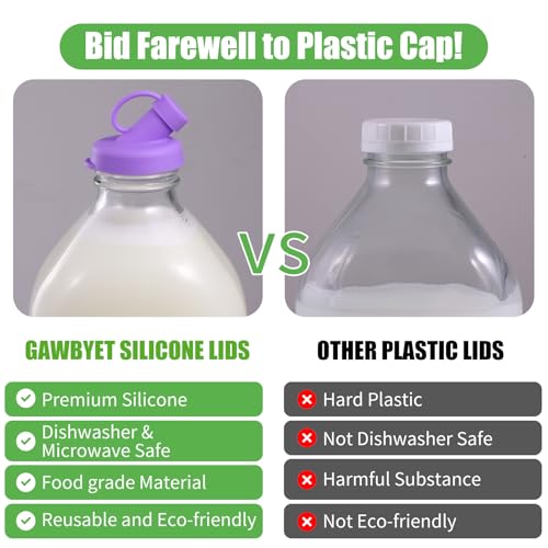 4 Pack Silicone Bottle Caps 48mm for Milk Glass Bottles, Leak-Proof & Dishwasher Safe