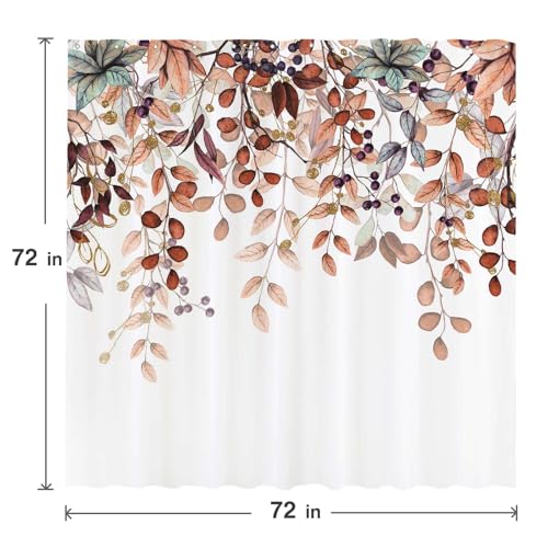 Funnytree 72x72 Watercolor Autumn Shower Curtain - Waterproof & Machine Washable