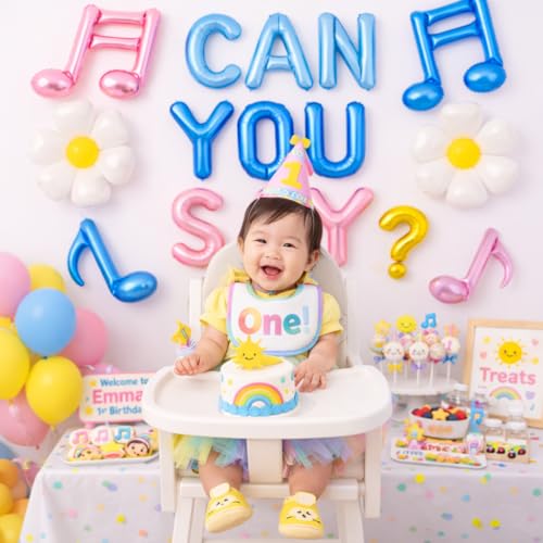 CAN YOU SAY ONE Letter Balloon Set - 19pcs Pastel 02 First Birthday Decor