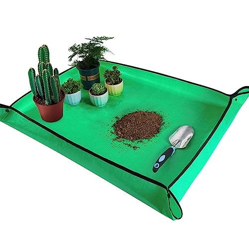 Large 39.5" x 31.5" Pale Green Repotting Mat for Indoor Plants