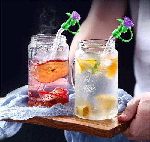 12 Colors 3D Rose Straw Topper for Stanley Tumblers - Silicone Straw Cover Caps Fits 10mm Straws of 20oz/30oz/40oz Stanley Cups
