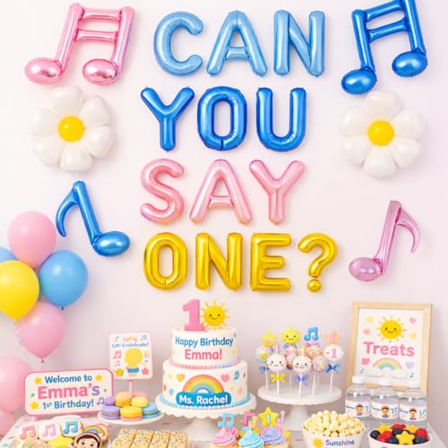 CAN YOU SAY ONE Letter Balloon Set - 19pcs Pastel 02 First Birthday Decor