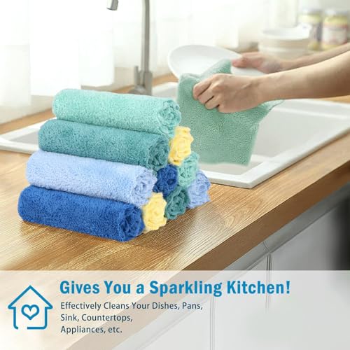 AIDEA Microfiber Cleaning Cloths, 20 Pack Coral Fleece Dish Towels 11"x11"