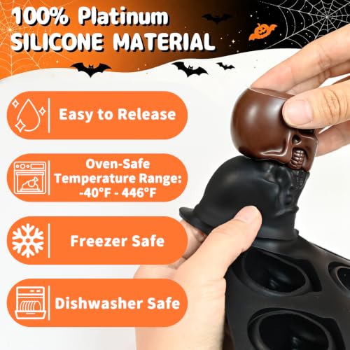 Skull Ice Cube Mold - 12 Cavity Silicone Mold for Baking & Whiskey