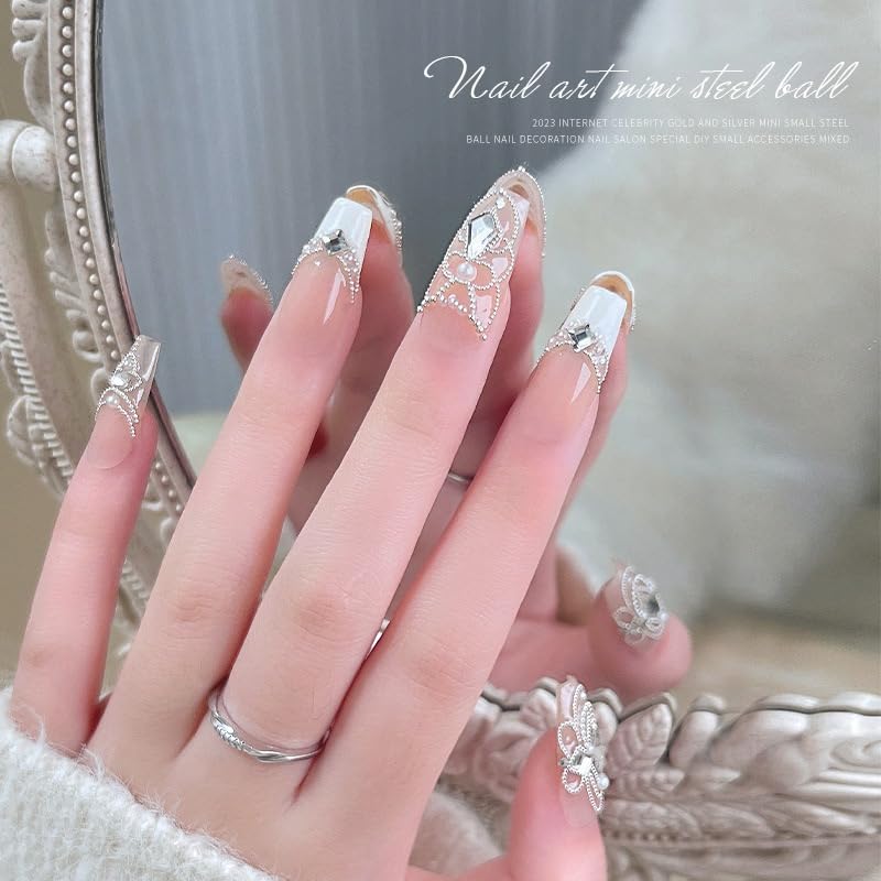 COOSLIM Nail Art Pearl and Metal Caviar Bead Kit with Adhesive Gel