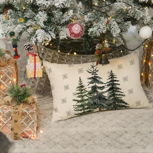Christmas Outdoor Pillow Cover 12x20 Inch - Winter Snowflake Design