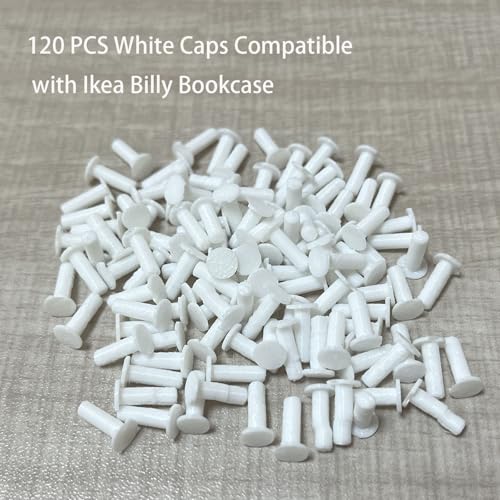 120 PCS White Hole Plugs for IKEA Billy Bookcase - Durable & Flexible