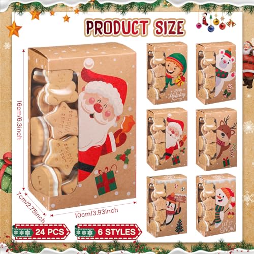 Christmas Cookie Boxes with Window Snowflake Design - 24 Pack