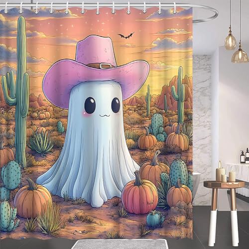 Halloween Spooky Ghost Polyester Shower Curtain 70x70 with Hooks
