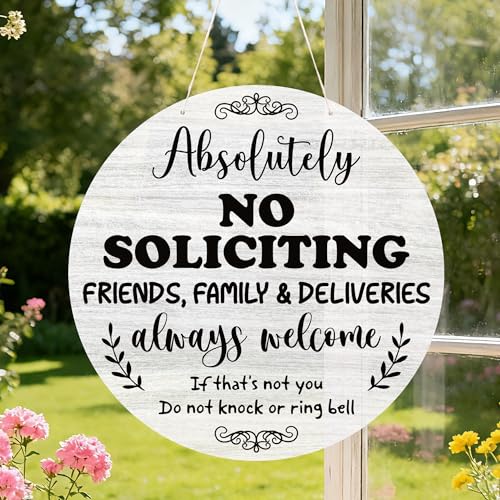 No Soliciting Wood Hanging Sign - Rustic Front Door Decor