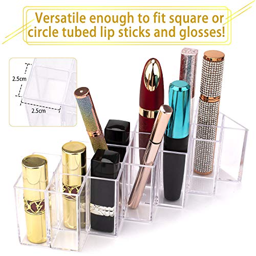 Nimiah 16-Slot Lipstick Organizer - Clear Acrylic Cosmetic Display Stand