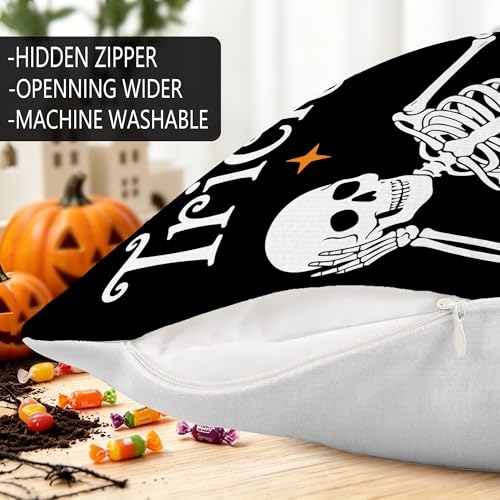 Halloween Skull Throw Pillow Cover 12x20 | Spooky Sofa Decoration