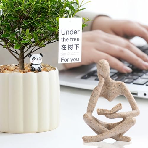 Reading Thinker Statue for Book Lovers - Literary Decor Figurine for Shelves & Desk