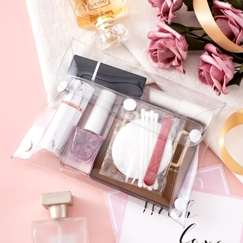 HINZIC Transparent Makeup Bag, Large Waterproof PVC Cosmetic Pouch with Snap Closure
