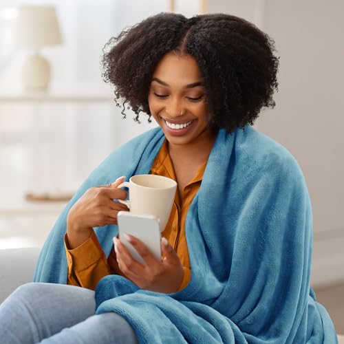 Utopia Bedding King Size Fleece Blanket - Washed Blue (90x102 Inch)