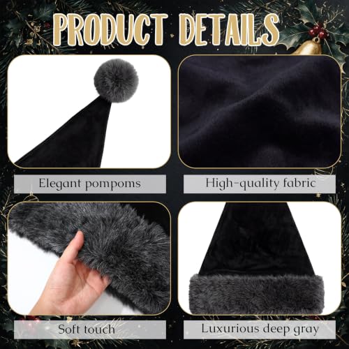 Gothic Black Santa Hat Tree Topper 26 x 15 Inch Christmas Decor - Versatile Holiday Ornament